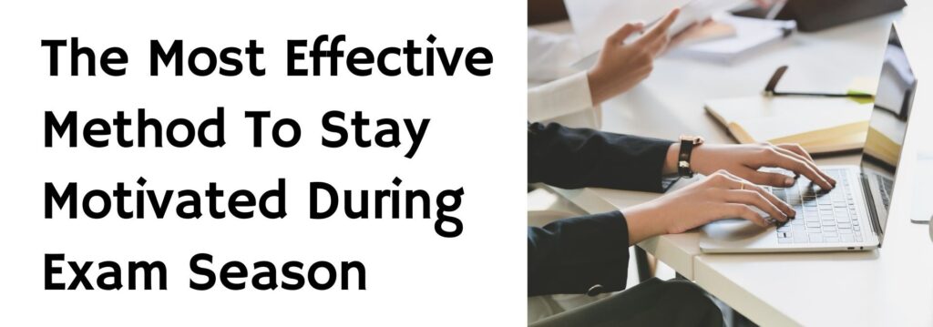 Student typing on a laptop during study session – staying motivated during exam season